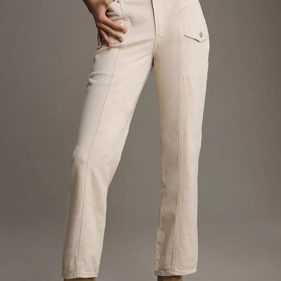 PAIGE Alexis High-Rise Tapered Cream Cargo Jeans NWTs - Picture 4 of 16